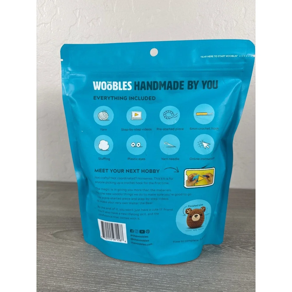The Woobles Walter the Bear Learn to Crochet Kit for Beginners New DIY Amigurumi
